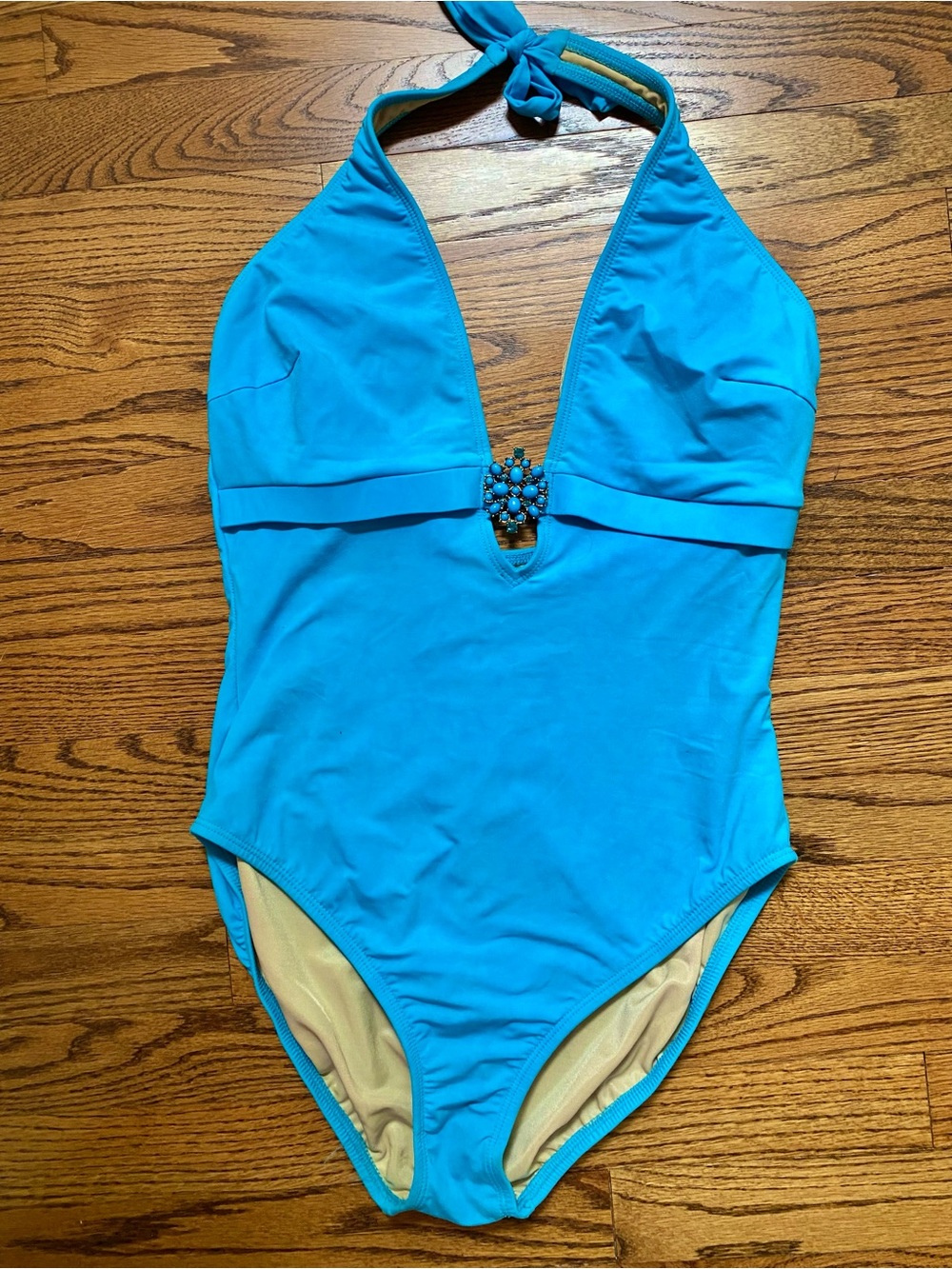 Turquoise Magicsuit Swimsuit w Jewel Feature. Tie Halter Neck. Size 14. NICE